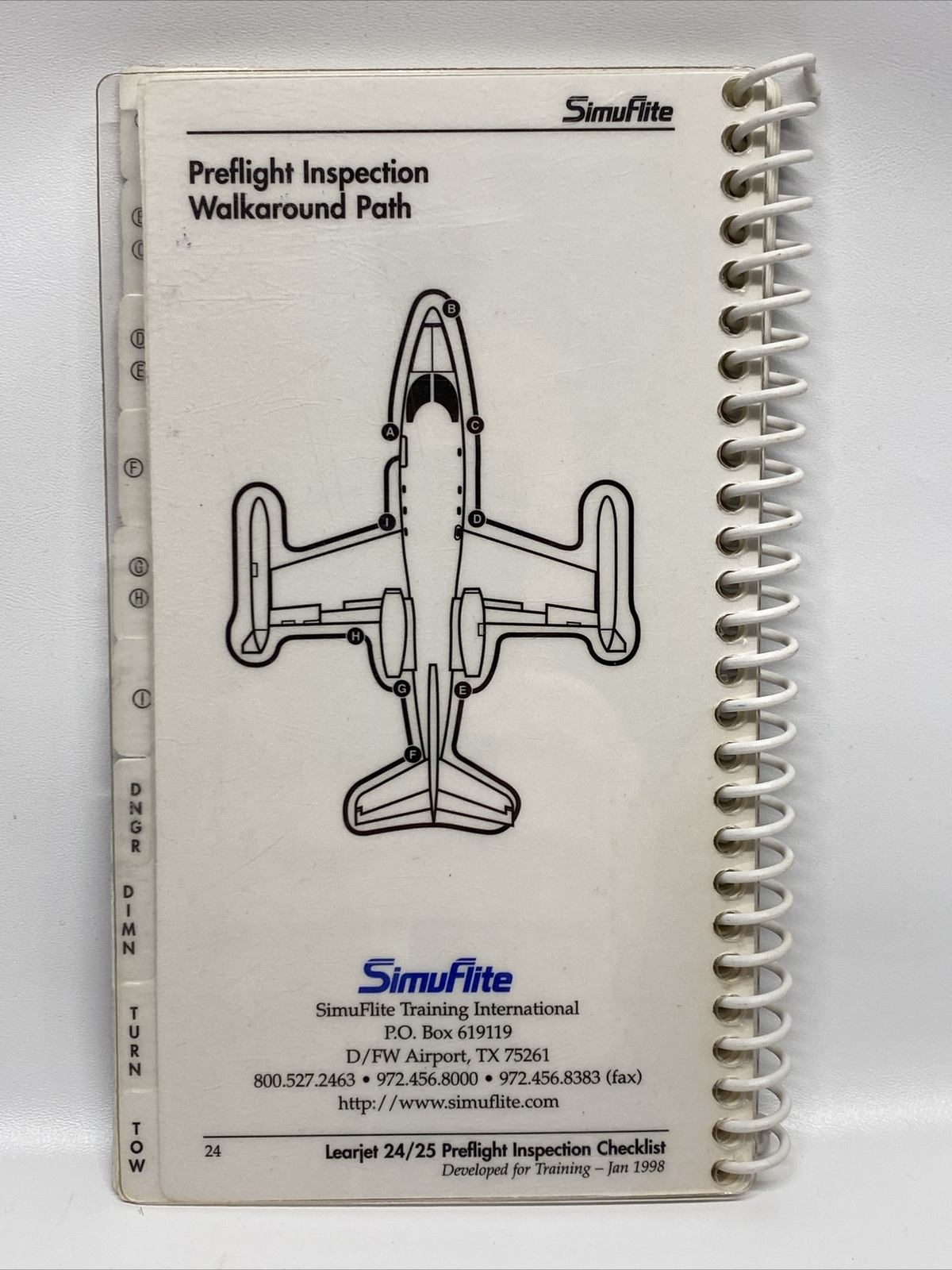 Learjet 24 & Lear jet 25 Preflight Inspection Checklist Handbook Manual