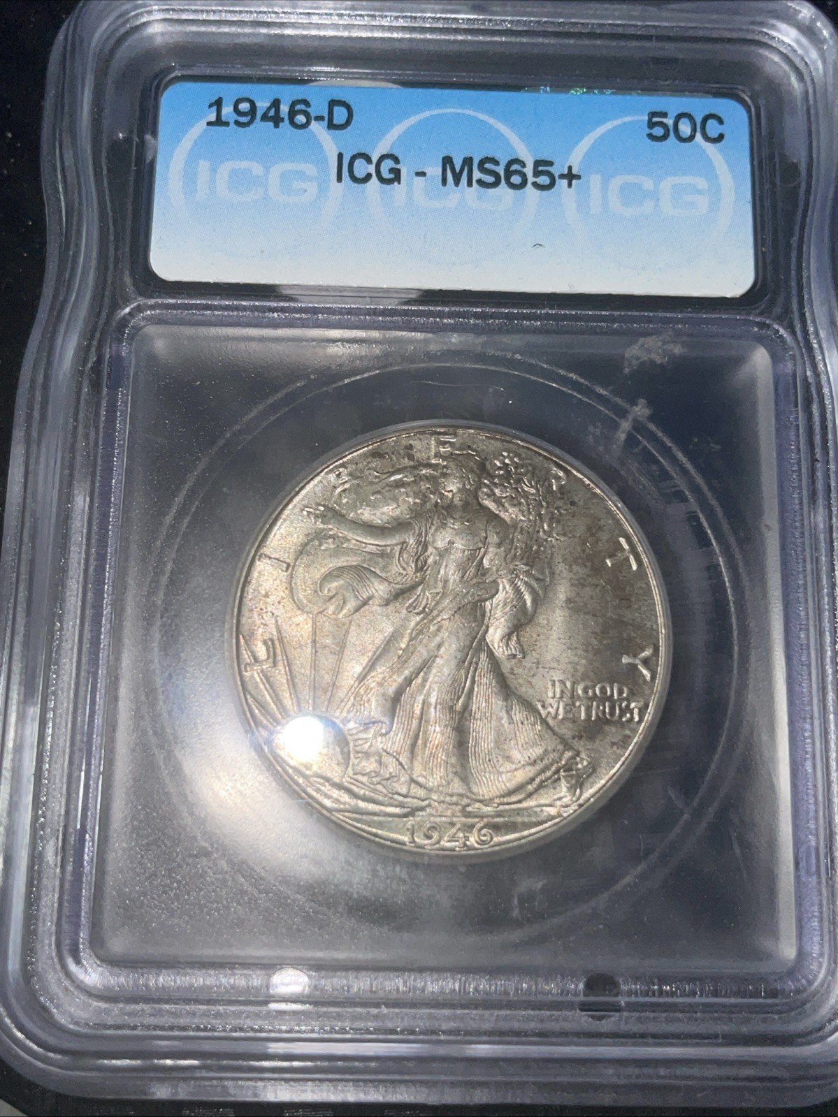 1946-D Walking Liberty Half Dollar 50c ICG MS65 +