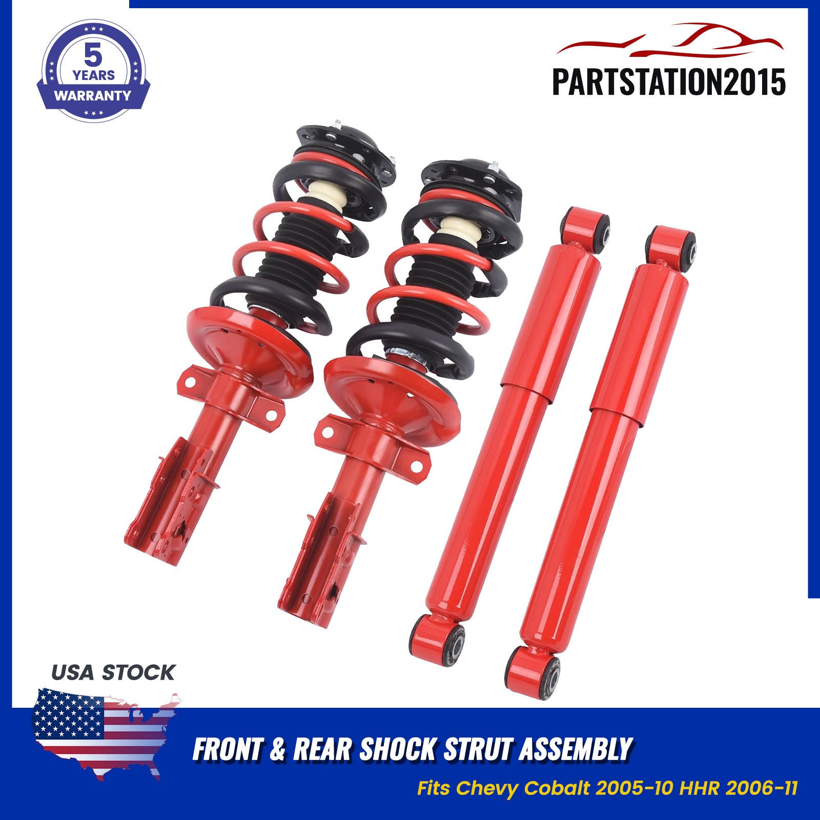 4Pcs Fits Chevy Cobalt 2005-10 HHR 2006-11 Front & Rear Struts Shocks Assembly