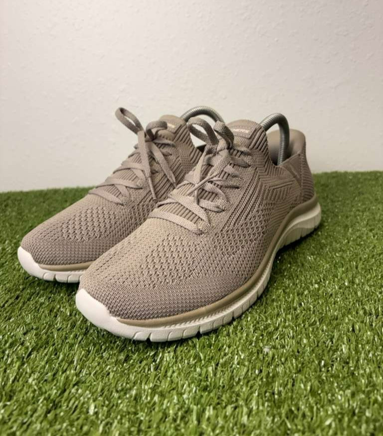 Skechers Virtue Hands Free Swift Fit Knit Shoes Women 8.5 Taupe Stretch Sneaker