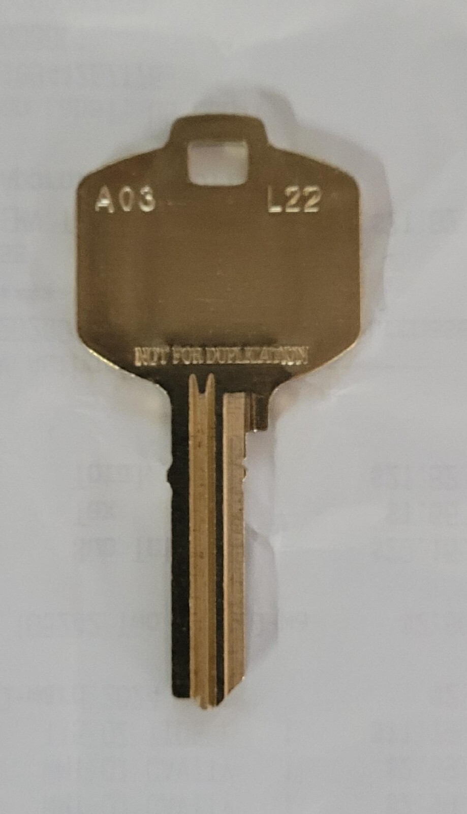 Kaba Peaks High Security A03 - L22 - Blank Key - 6 Pin