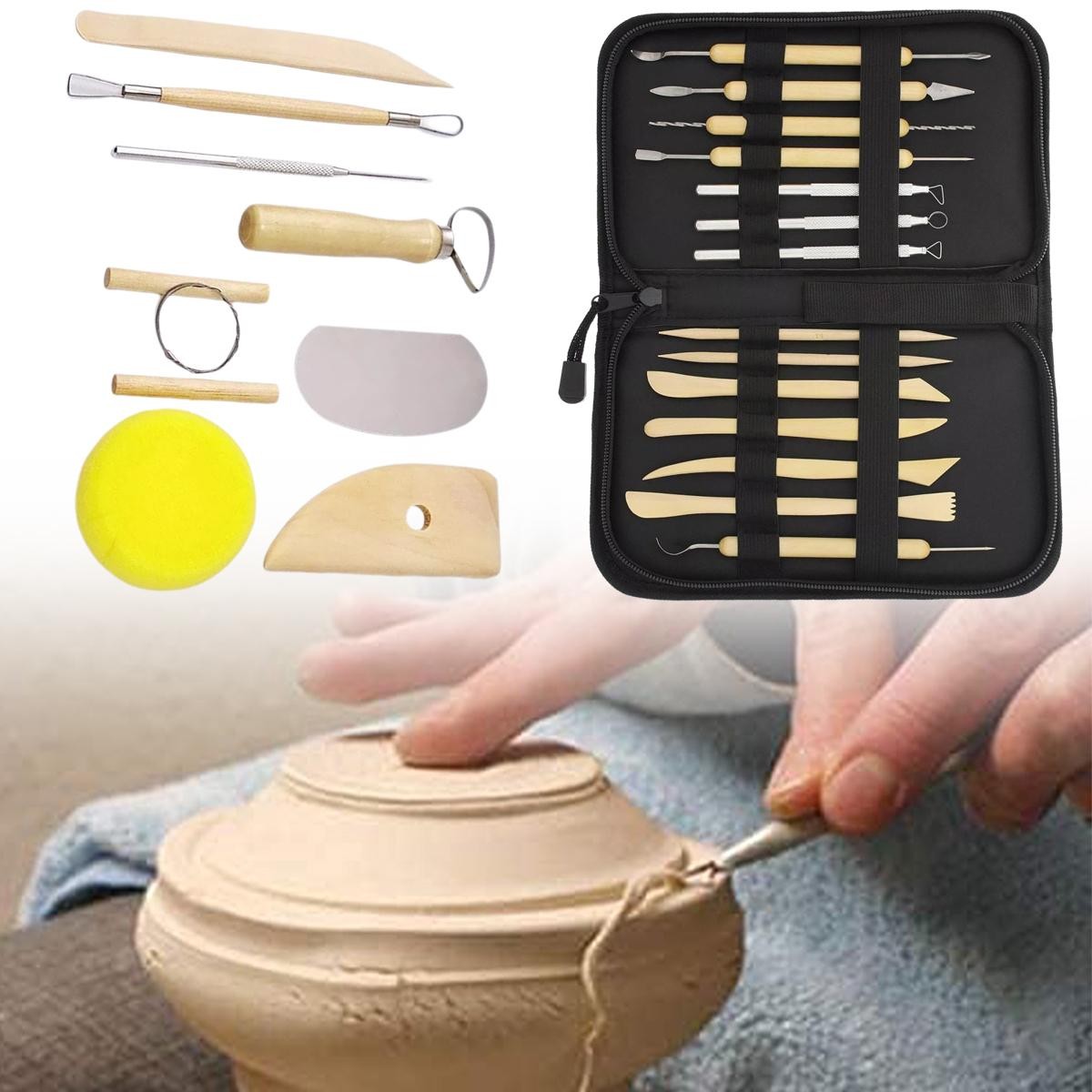 Wooden Clay Sculpting Tools Set 9 Pieces for DIY Pottery Craft Projects