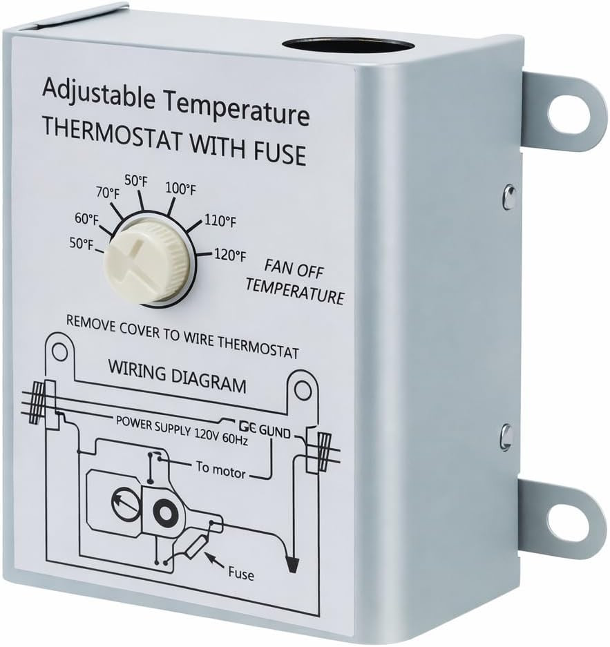 58033 Adjustable Thermostat Switch 50°F–120°F, 13A 120V Max 1200W, Compatible wi