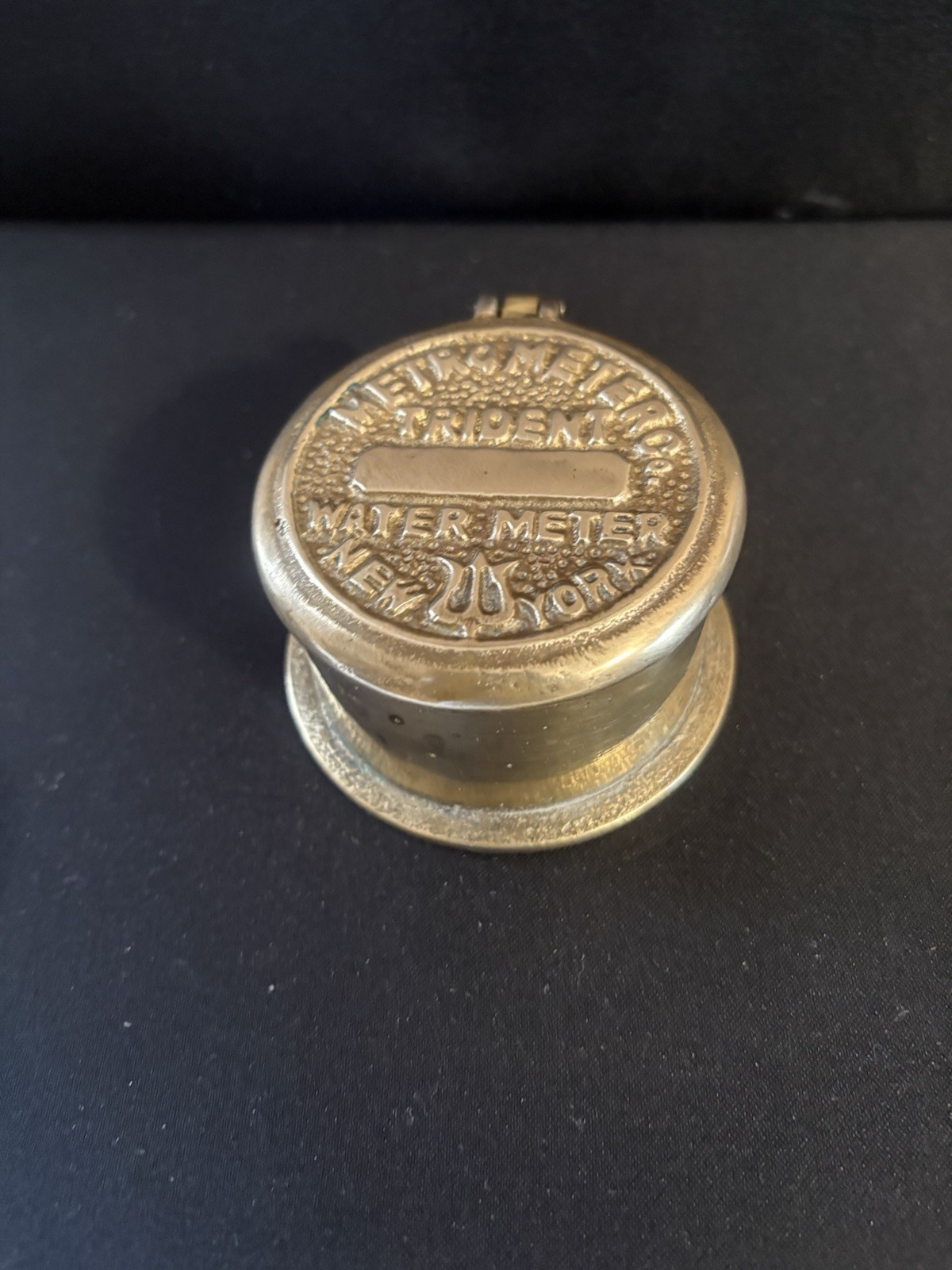Metrometer Co. Trident Water Meter Lidded Brass Trinket Box