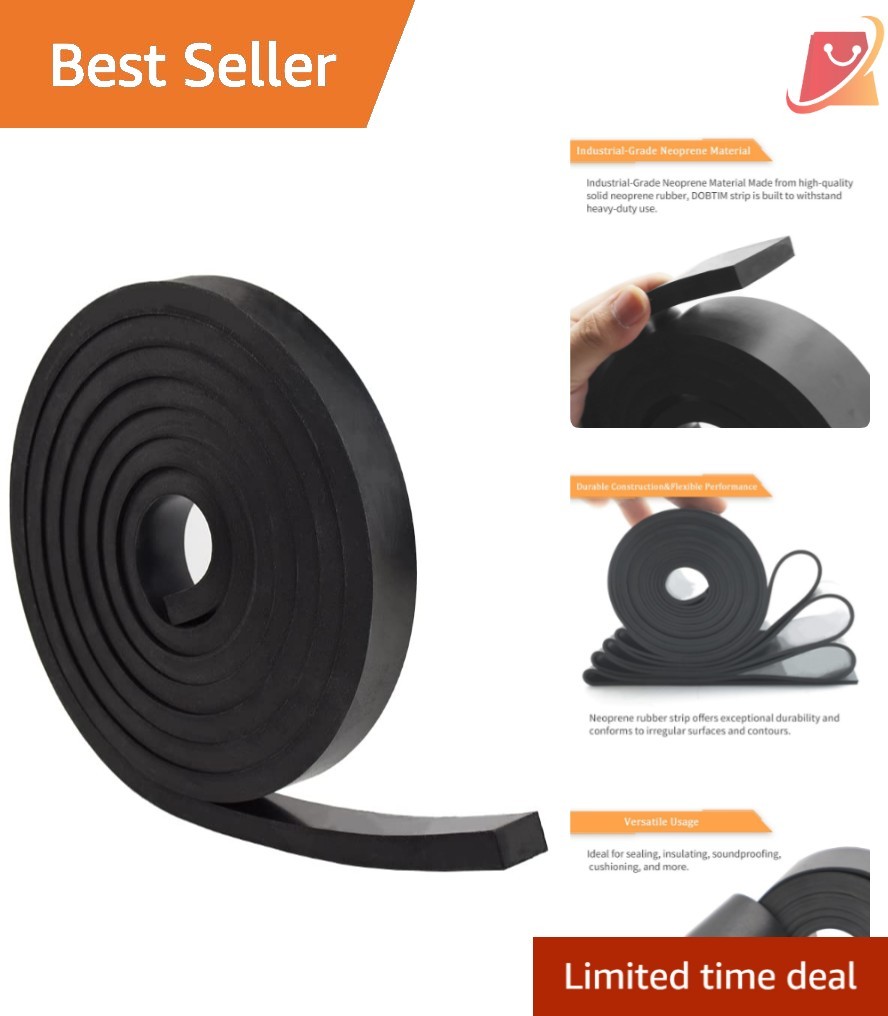 Rubber Strips Neoprene 1/2" Thick 1" Wide 10' Long Sealing Gaskets DIY