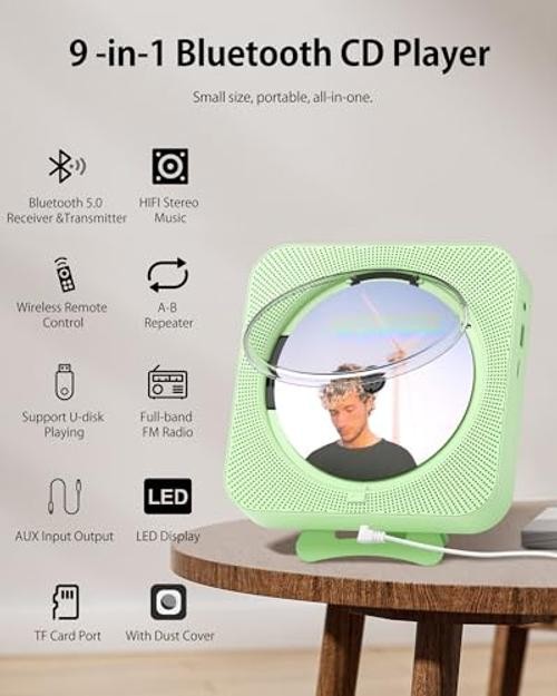 CD Player Portable Bluetooth Desktop CD Player for Home, Mini Cute CD Players
