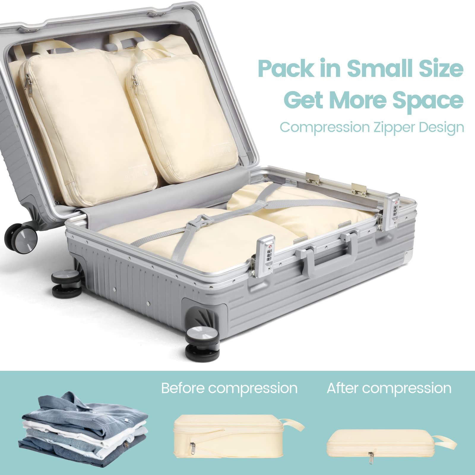 Compression Packing Cubes for Travel, 6 Set Lightweight Expandable Packing Cu...