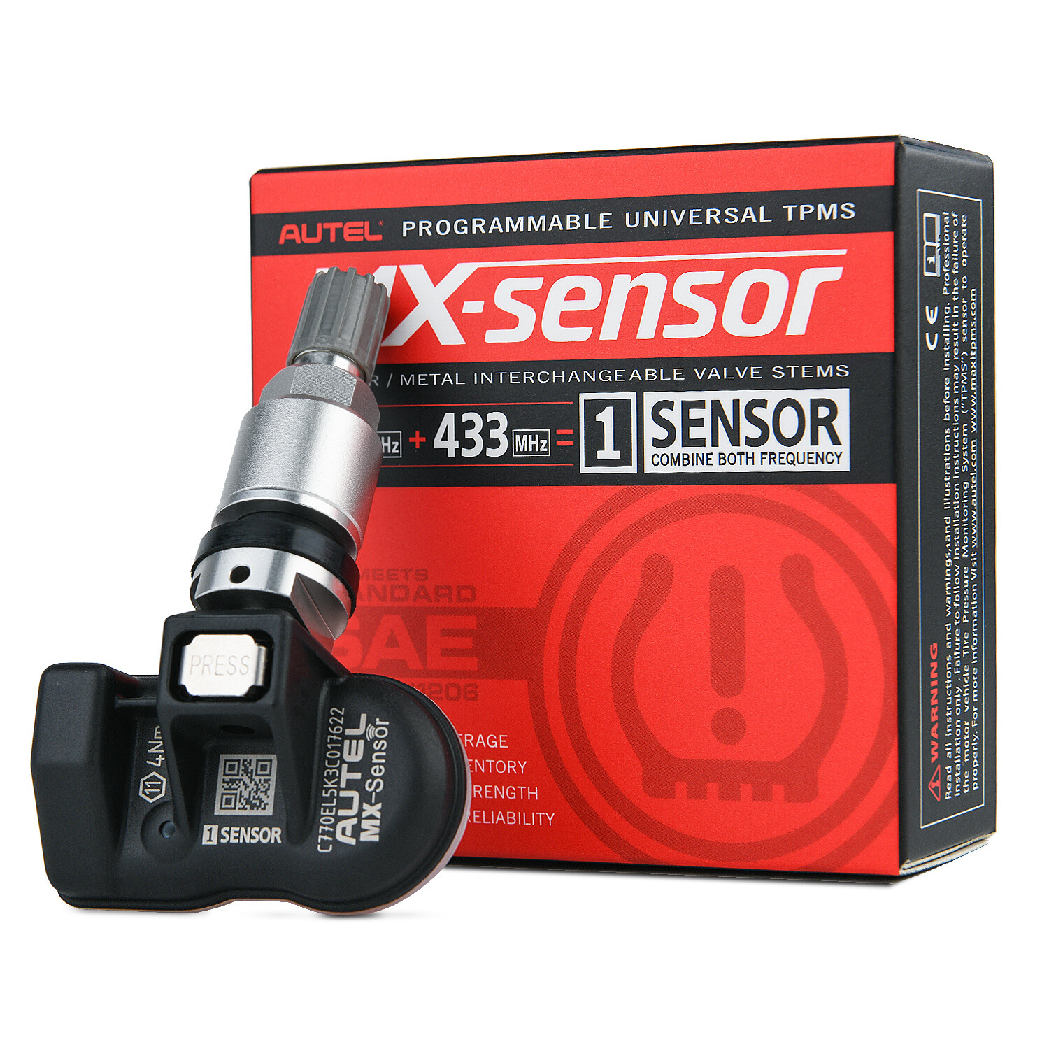 Autel MX-Sensor 2in1 315MHz+433MHz TPMS Sensor Metal Stem Programmable Relearn