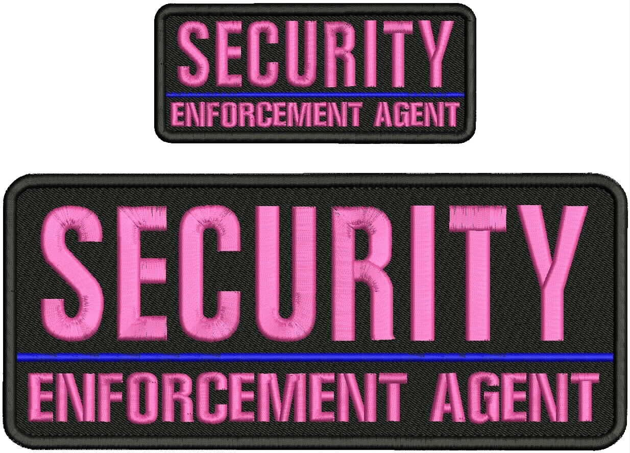 SECURITY ENFORCEMENT AGENT 4X10 2X5 EMBROIDERY PATCH HOOK ON BACK PINK ON BLACK