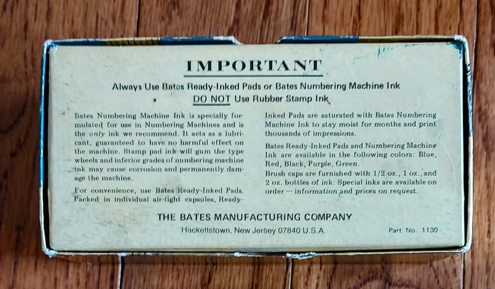 Bates Standard Movement Numbering Machine 6 Wheels CD Figures In Box