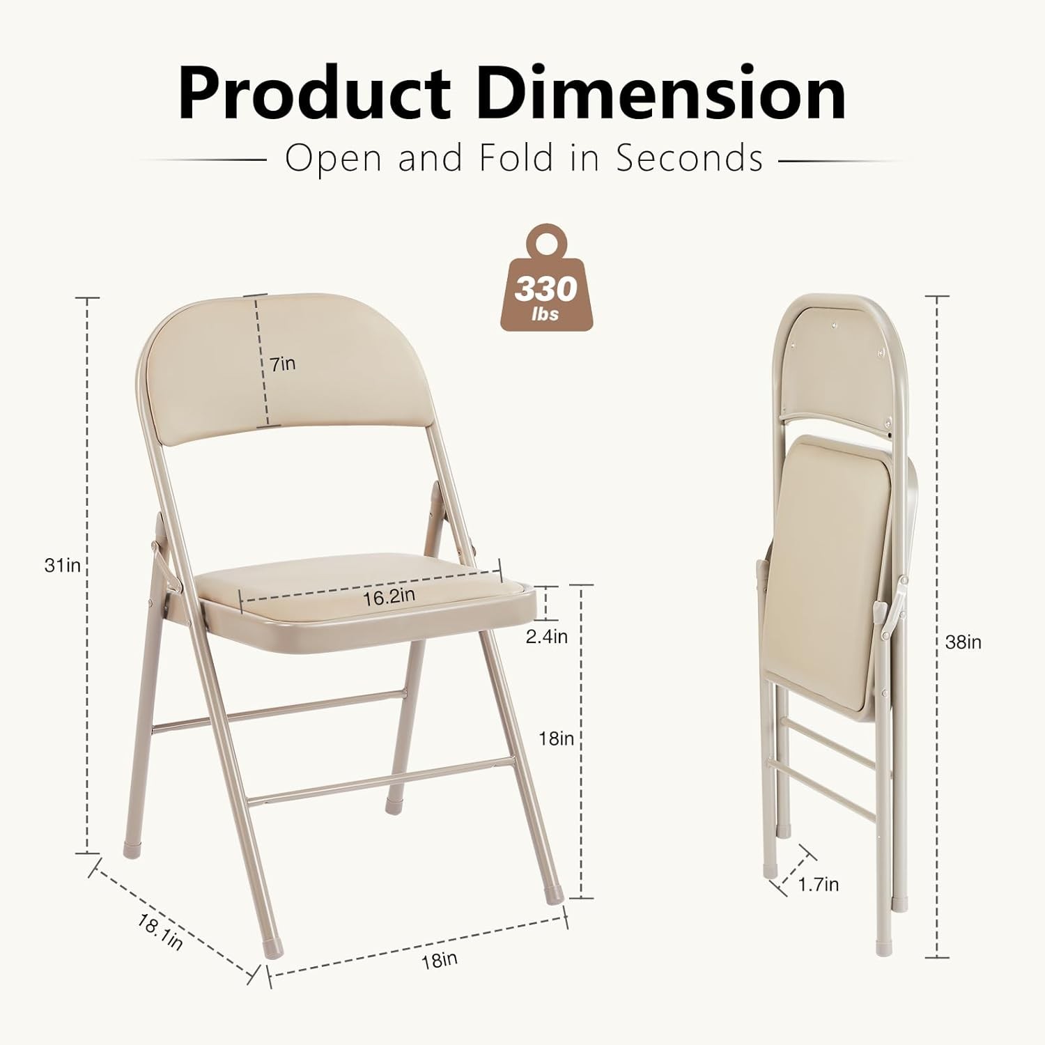 2 Pack Leather Padded Folding Chair Indoor Outdoor Portable Stackable Commercial