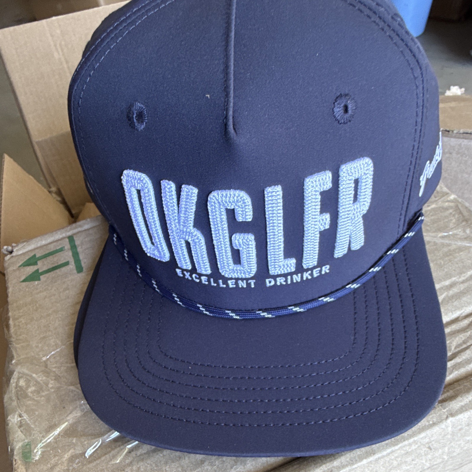 Navy Adjustable Golf Hat Snapback Cap Polyester Solid Logo Unisex Adults