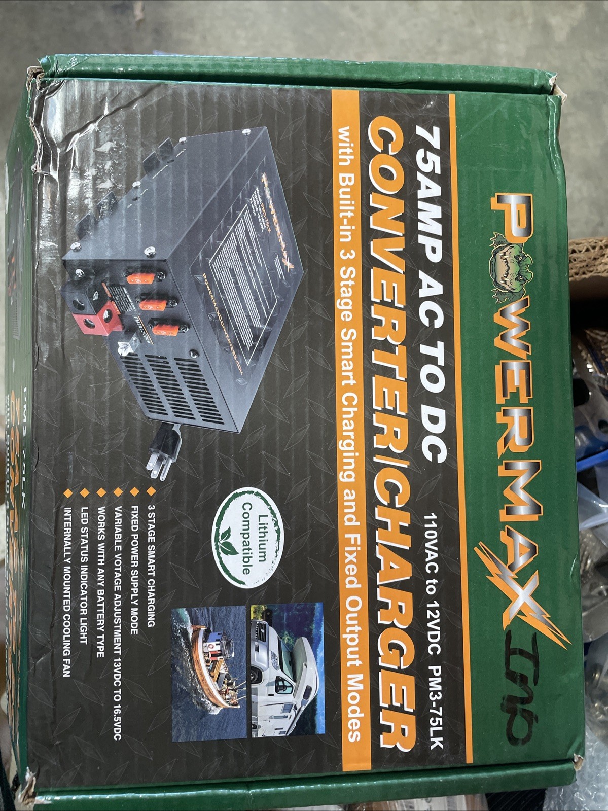 PowerMax PM3-75LK 75A 110VAC to 12VDC Charger/Converter LiFePO4-compatible!