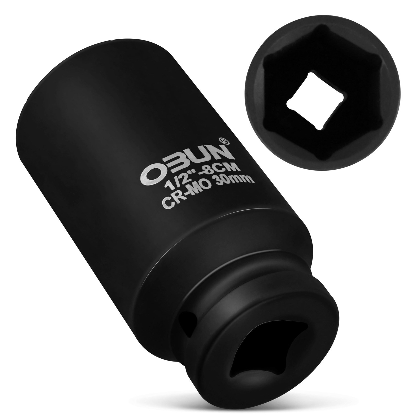 30mm Deep Well Impact Socket, 1/2 Inch Drive, 6-Point Axle Nut and 6 Point