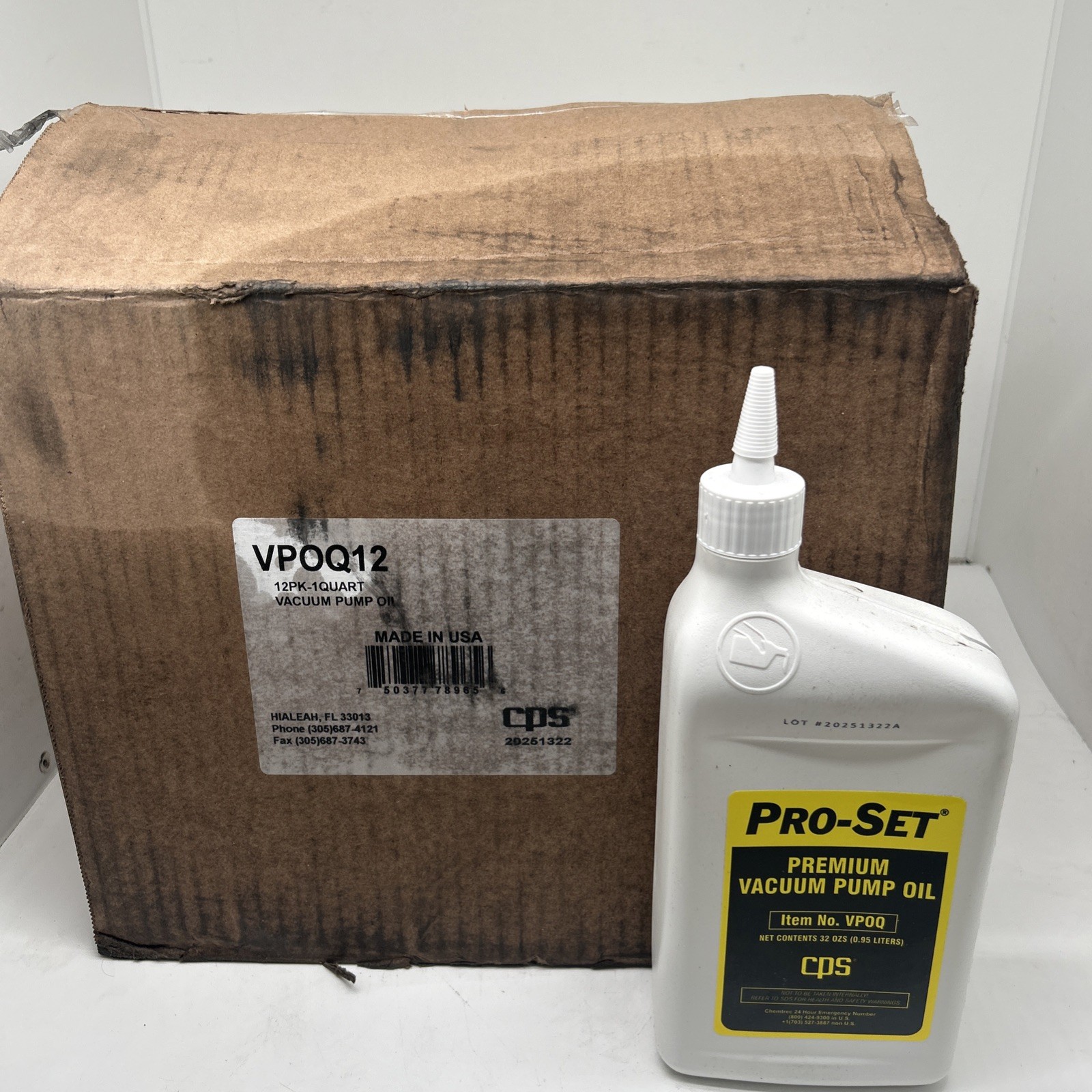 Lot of (12) Pro-Set Pro Set VPOQ CPS Premium Vacuum Pump Oil Quart Bottles