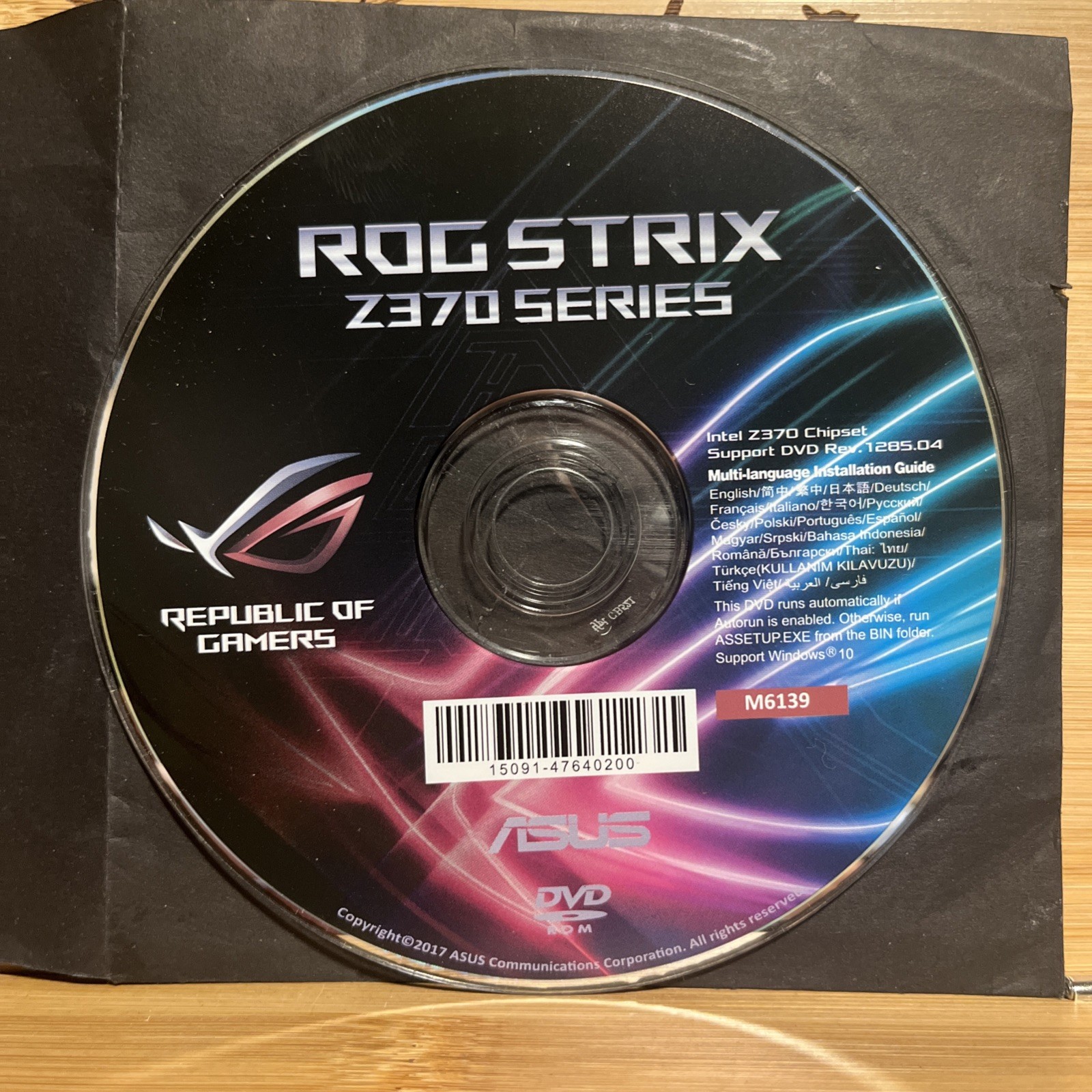 ASUS RoG STRIX Z370 Chipset Support Gaming Installation Guide DVD M6139