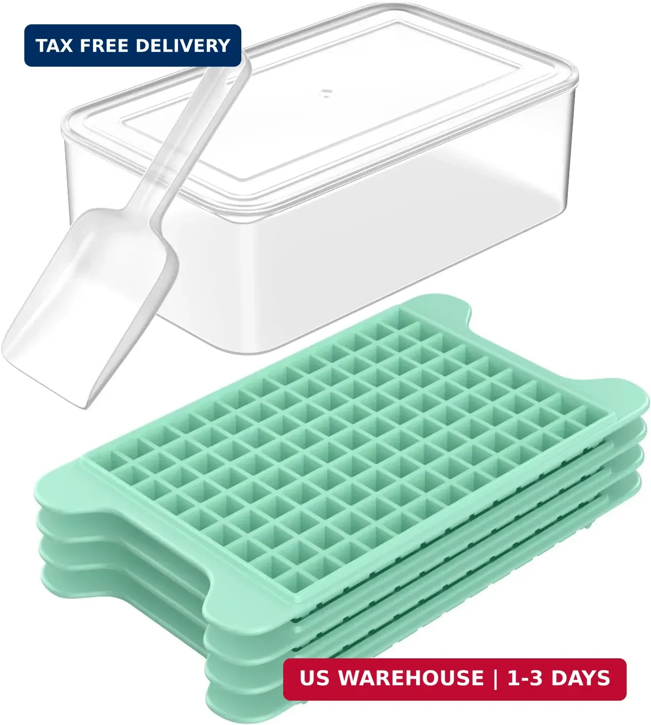 Mini Ice Cube Tray for Freezer: FDDBI Small Ice Trays for Freezer with Bin - 117