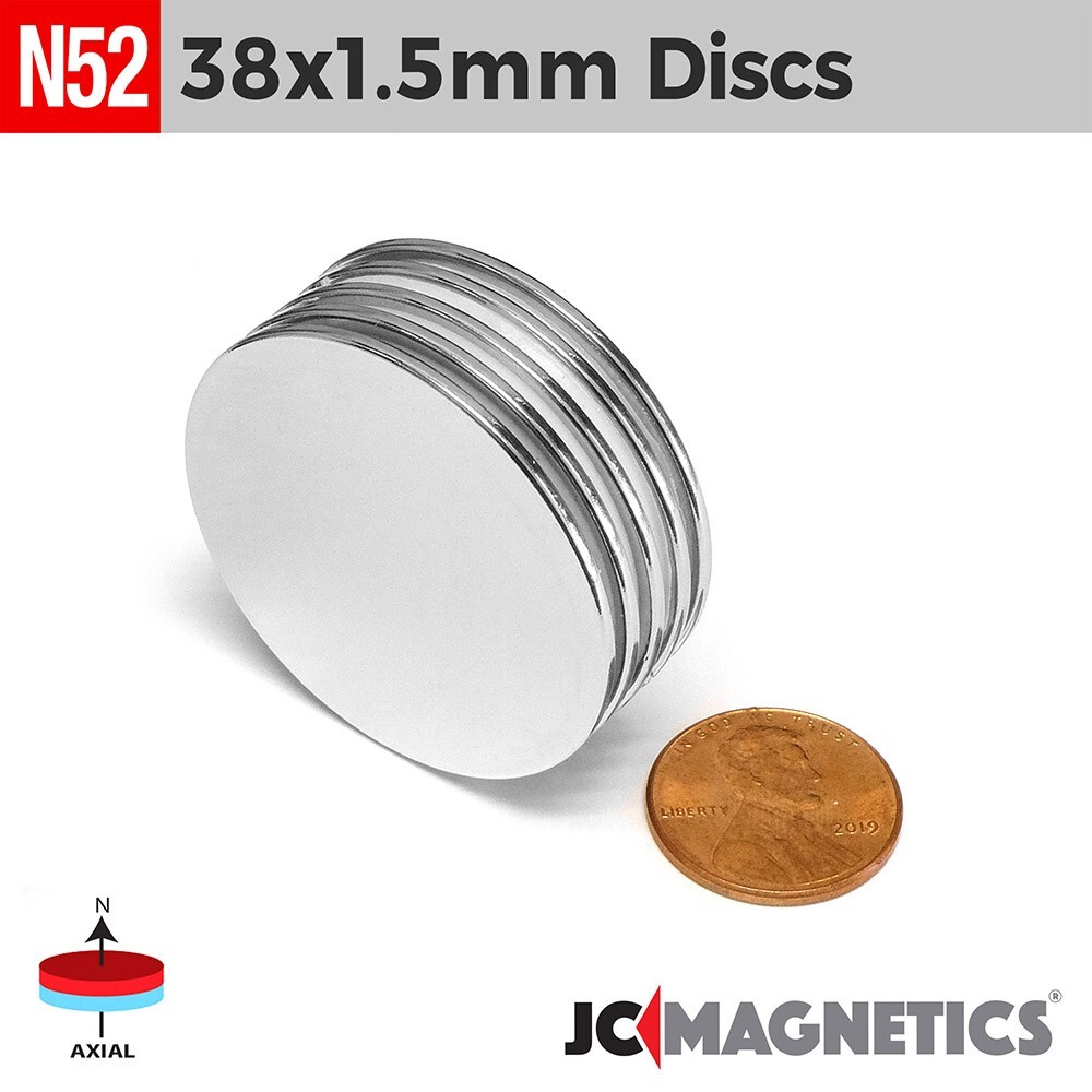 38mm x 1.5mm 1.5"x1/16" N52 Strong Rare Earth Neodymium Magnet Disc 38x1.5mm