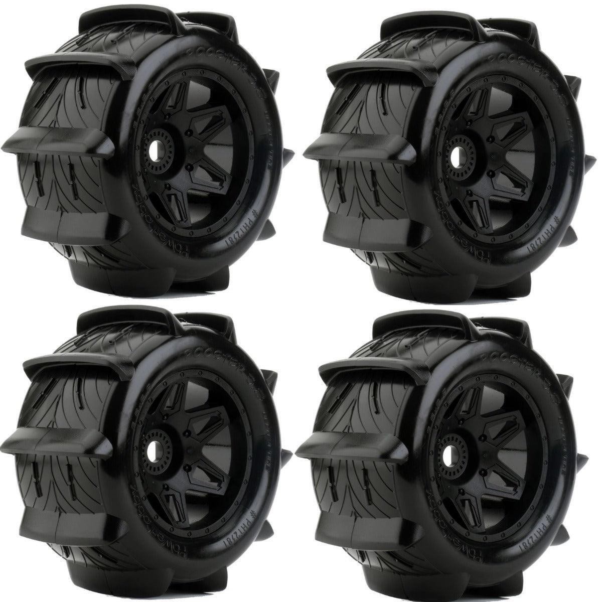 NEW Sand / Snow / Water Mounted ROOSTER Tires Wheels (4) Arrma Kraton 6S