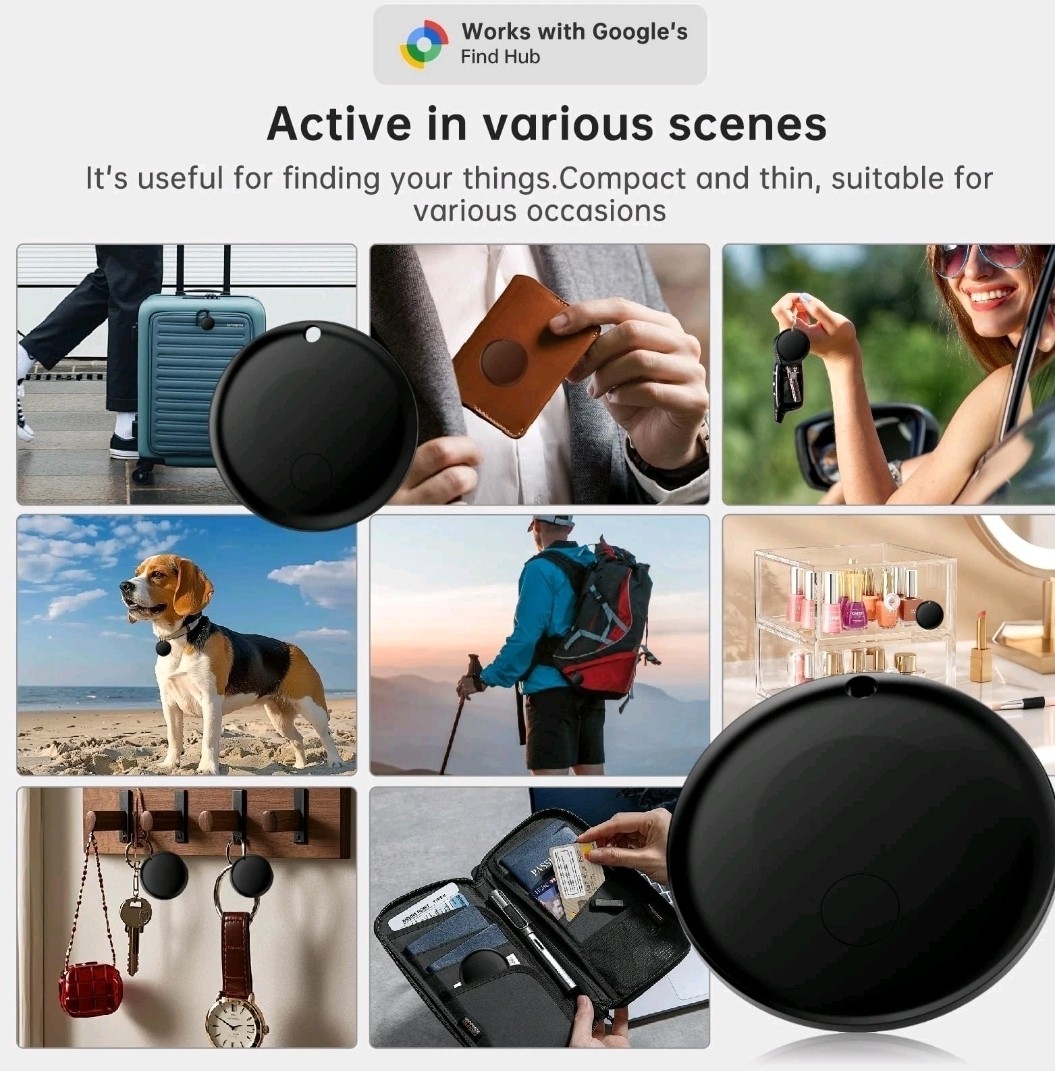 Loshall Smart Bluetooth Finder Tag- Works w/ Android / Google Find Device Black