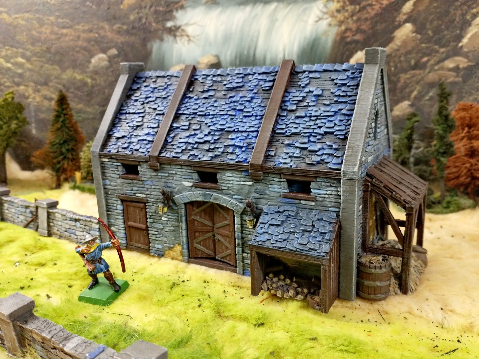 Painted Stone Barn 28mm European Terrain Somerset Warhammer D&D Bolt Action WWII