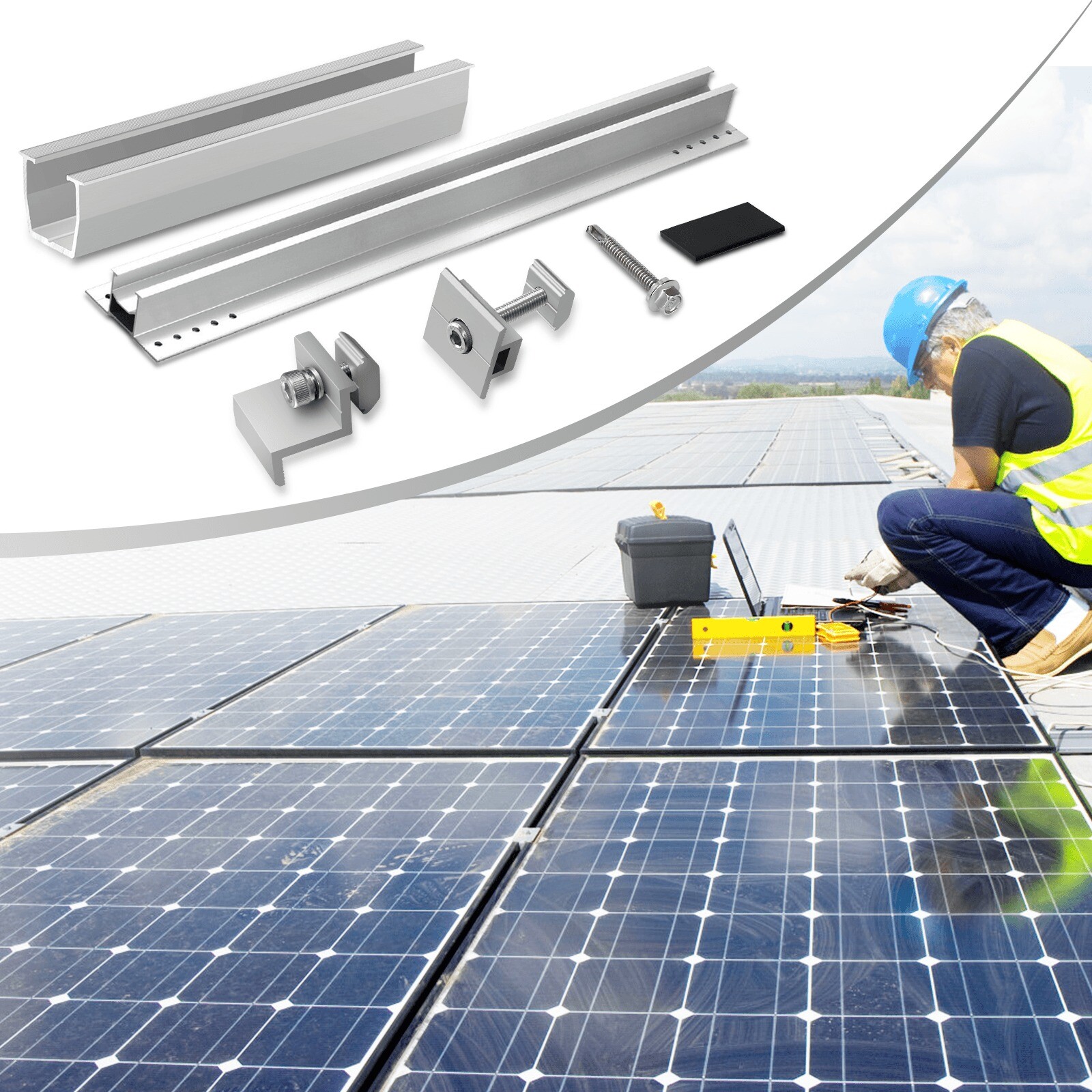 Roof Adjustable Solar Panel Mounting Brackets Kit System for 4PCS Solar Panels