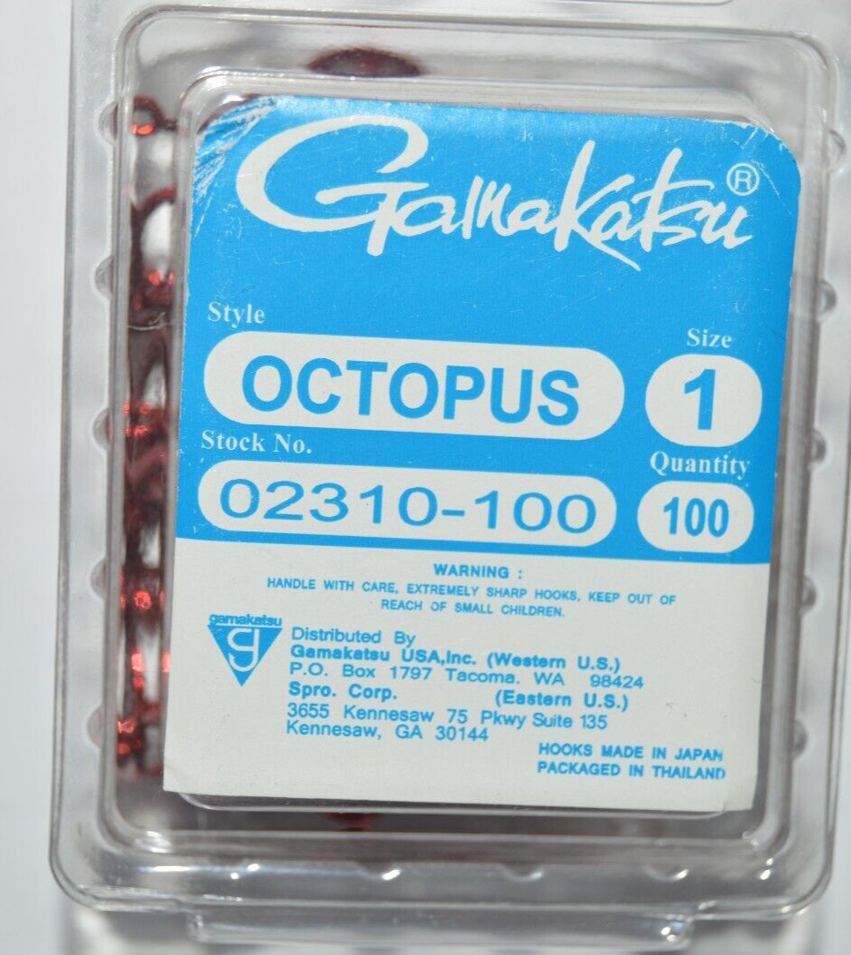 gamakatsu octopus hook size 1 red 100 per value pack 02310-100 versatile hooks