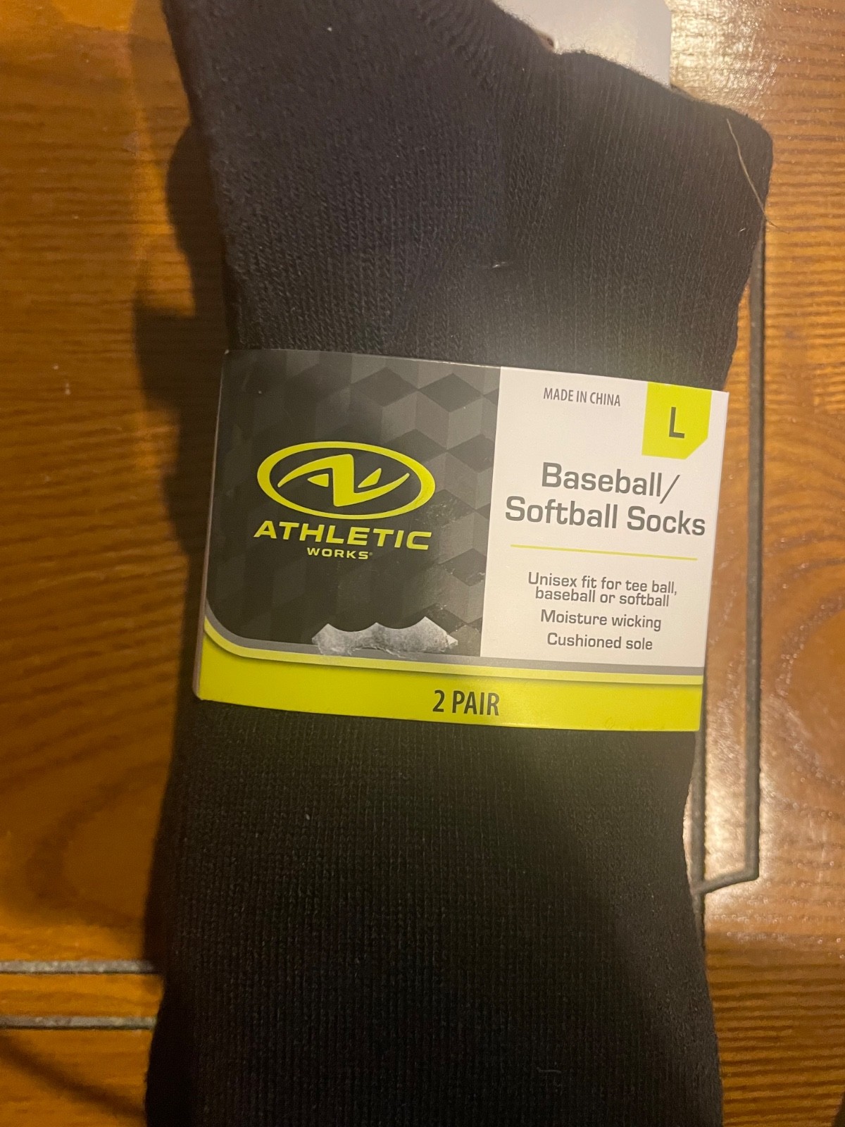 Athletic Works Baseball Softball socks black L 2 pairs