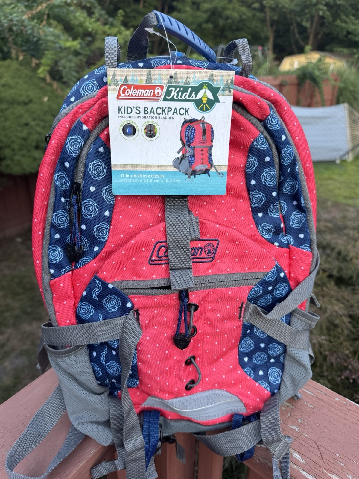Coleman Kids Hiking  Backpack Floral Polka Dot Waist Belt NWT READ
