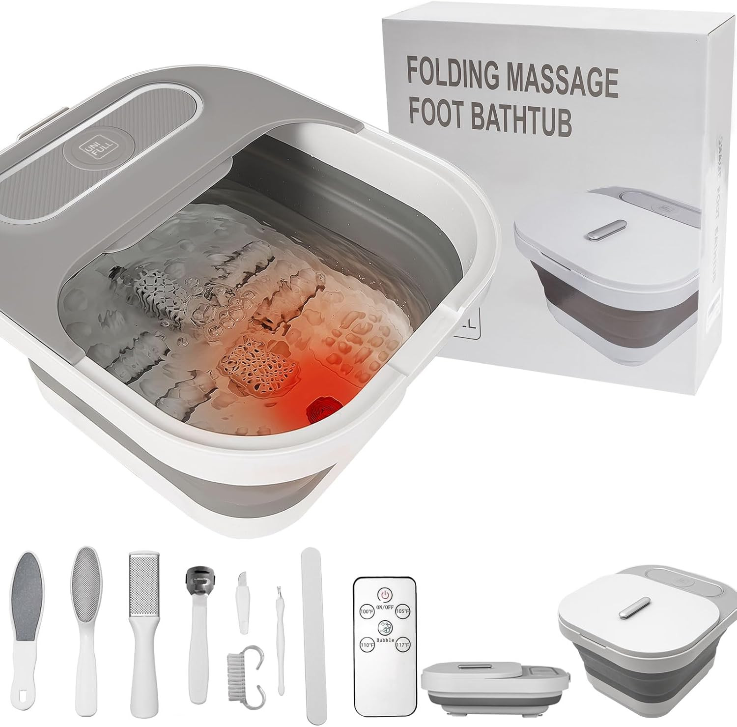 Collapsible Foot Spa Bath with Heat and Massage Rollers, Bubble, Foot Pedicure K