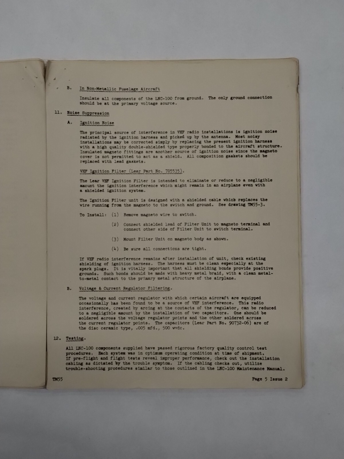 Lear Navigation-Communication System LNC-100 Installation Instructions-Original