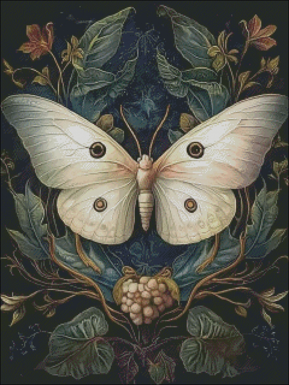 White Moth - DIY Chart Counted Cross Stitch Patterns Needlework DMC Color