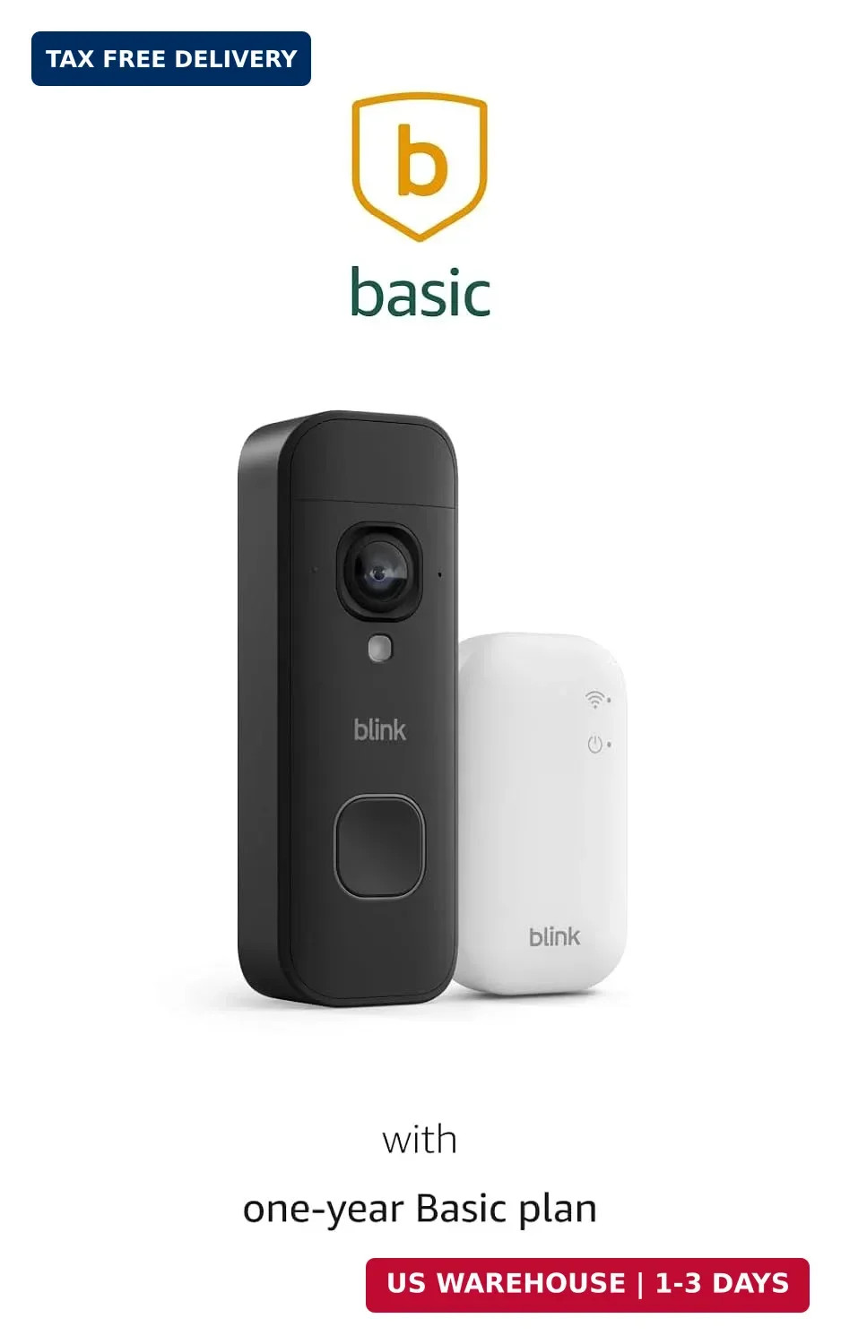 Blink Video Doorbell 2K+ (newest model) with1-Year Basic plan- Head-to-toe HD vi