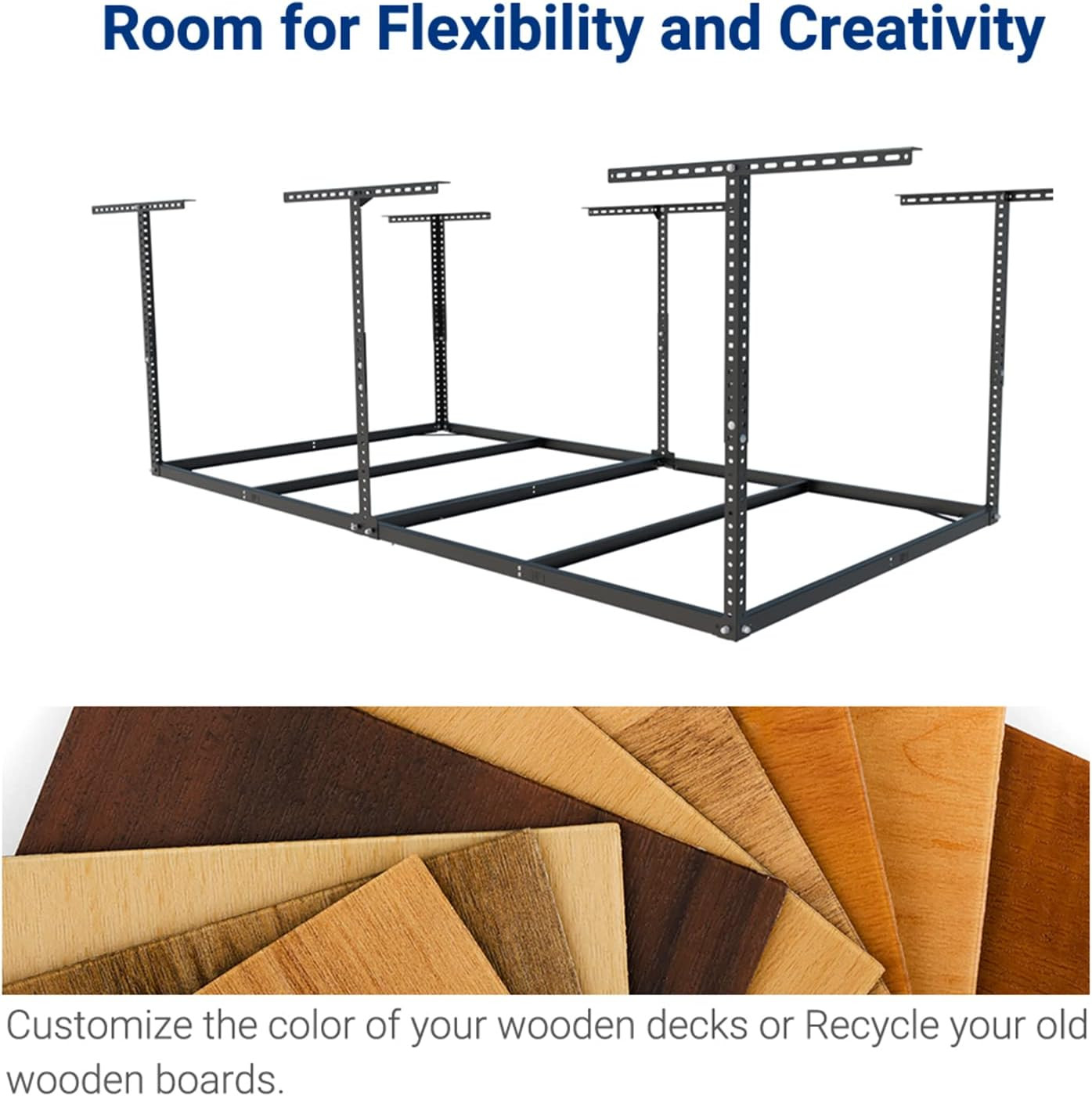 FLEXIMOUNTS 4X8 Overhead Garage Storage Rack without Decking, Storage Organizati