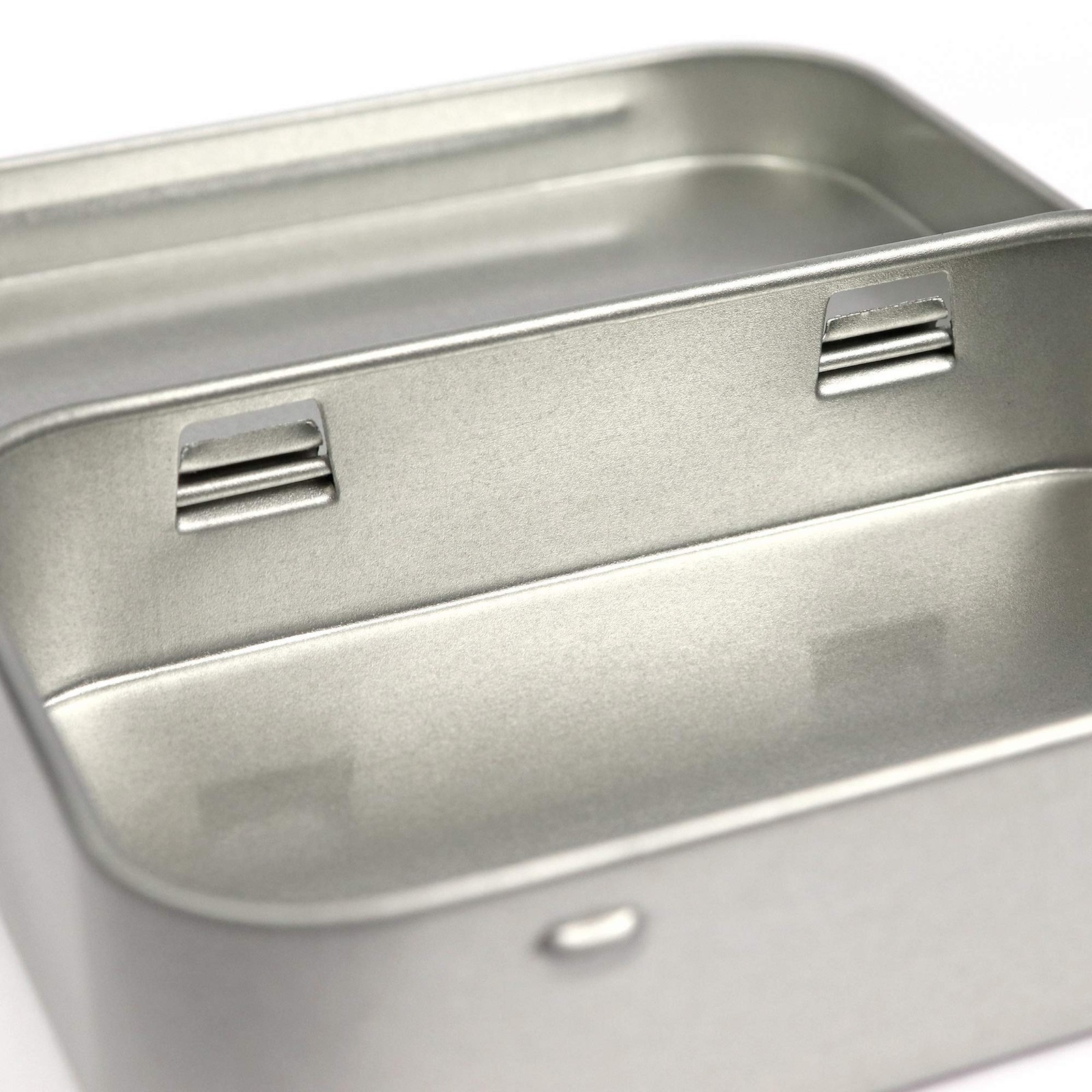Silver Metal Rectangular Empty Hinged Tin Box 3.75x2.45x0.8 Inch 10 PCS