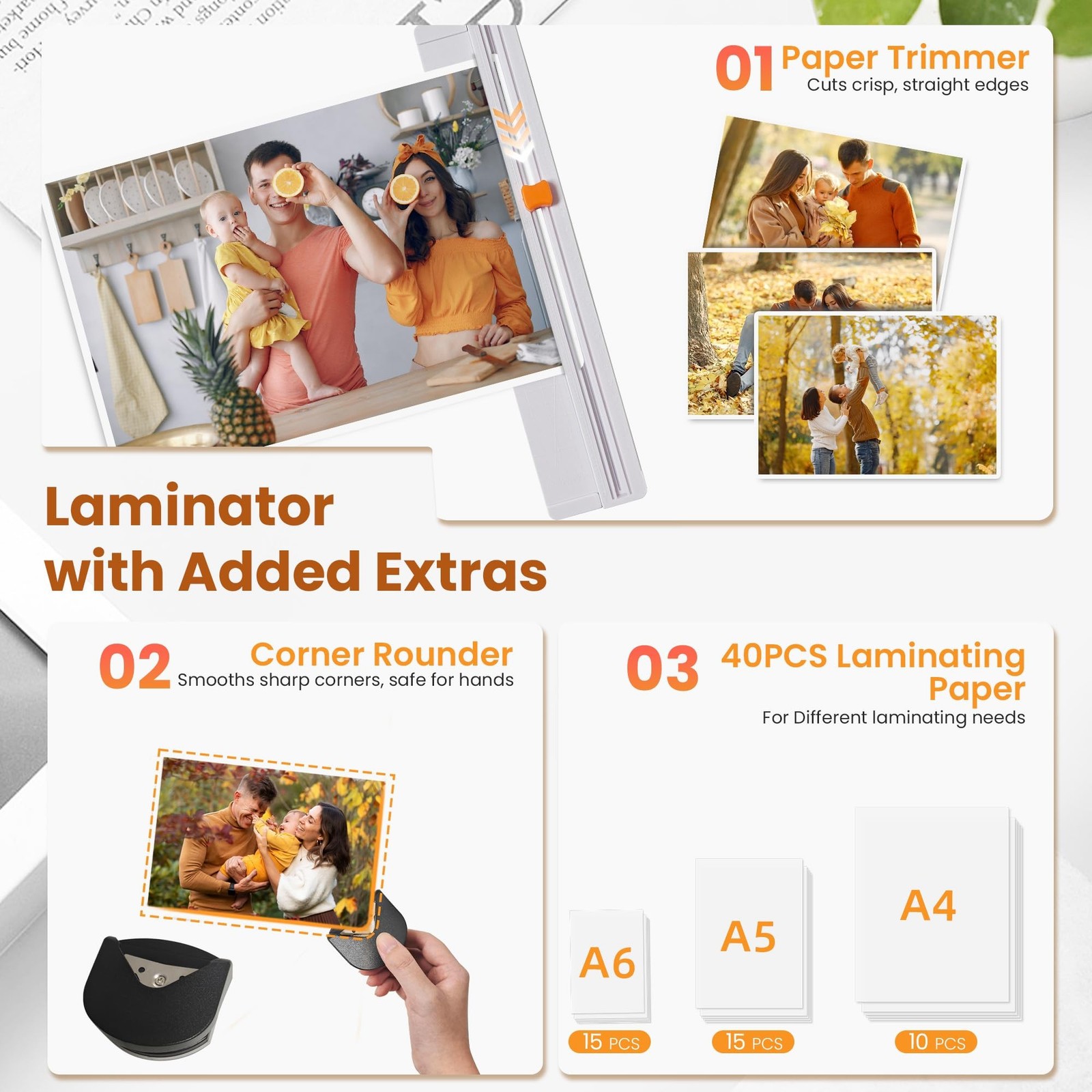 VUSIGN Laminator Machine, 9 Inch Laminators with 40 Laminating Sheets, 2 Roll...