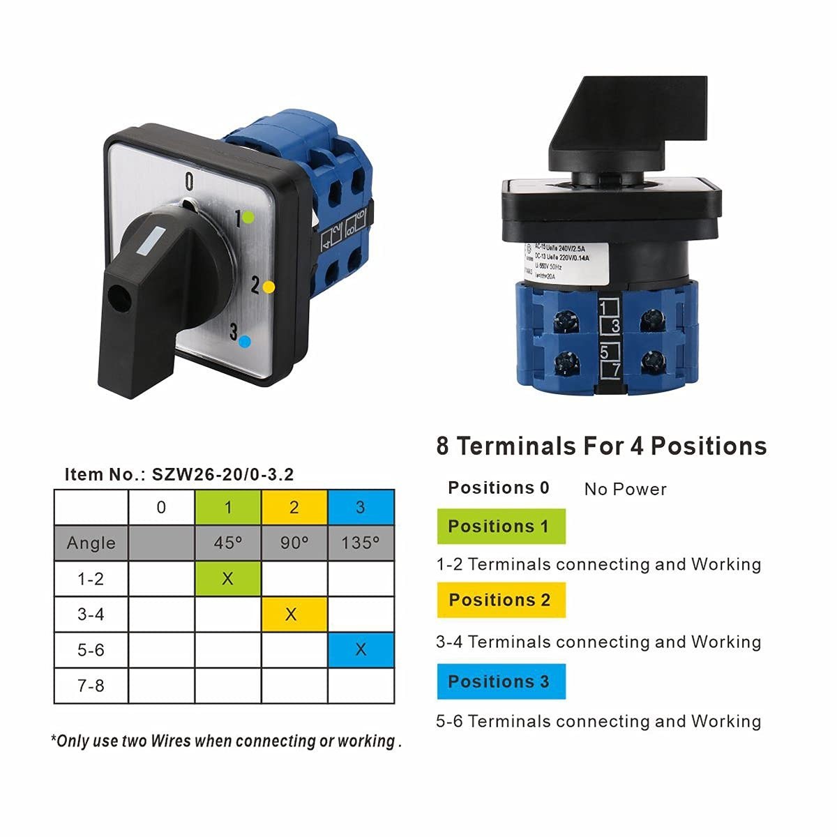 4-Position 20A 660V Rotary Switch - Reliable Control for Industrial Applications