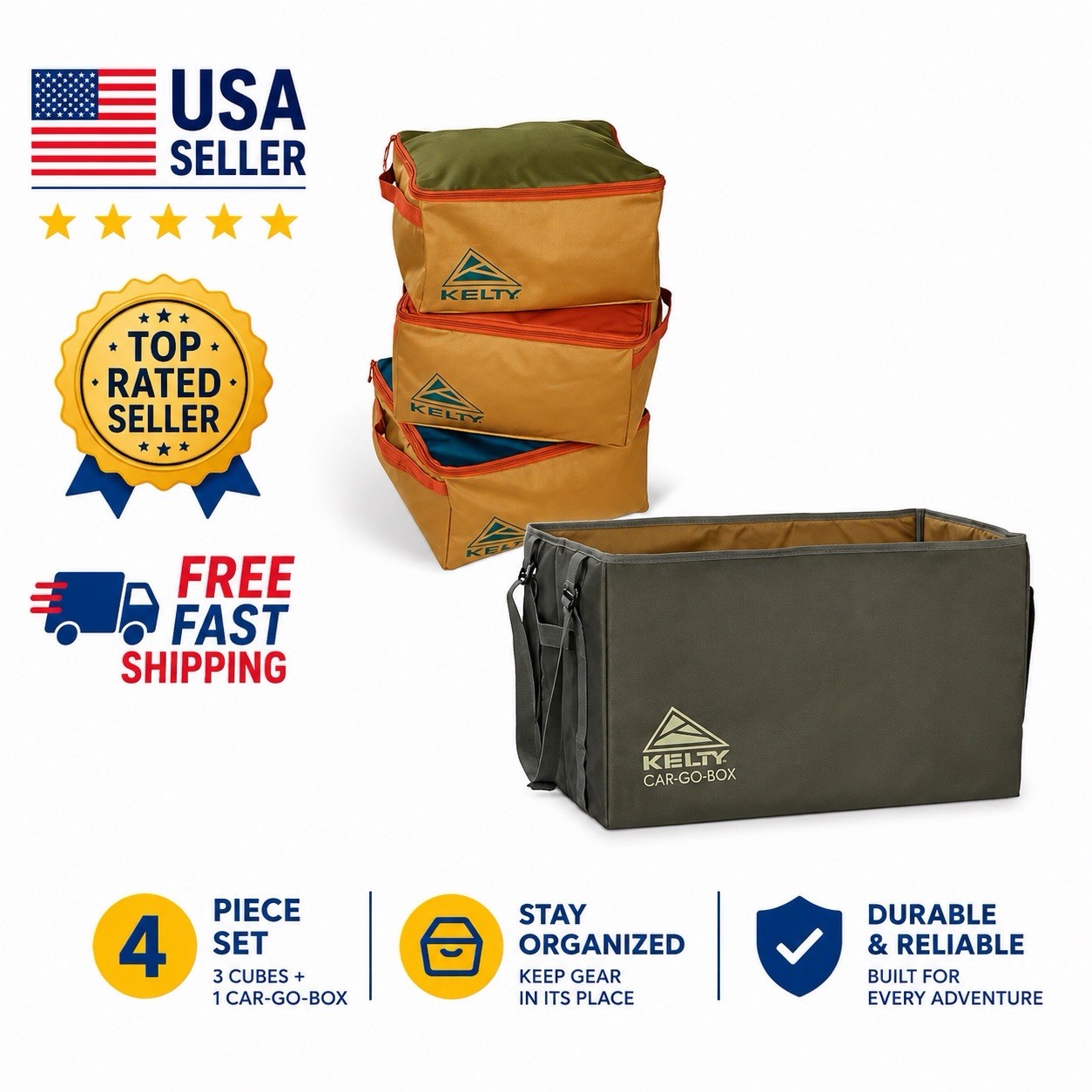 Kelty CARGO Box Camping, Tailgating Organization Kit  Water Resistant 45L