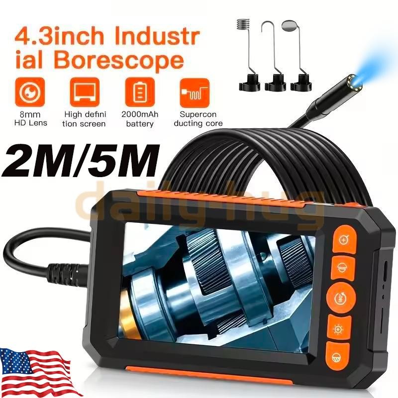 1080P HD Handheld Endoscope Camera 4.3" Screen with 8 LED Lights for Plumbing