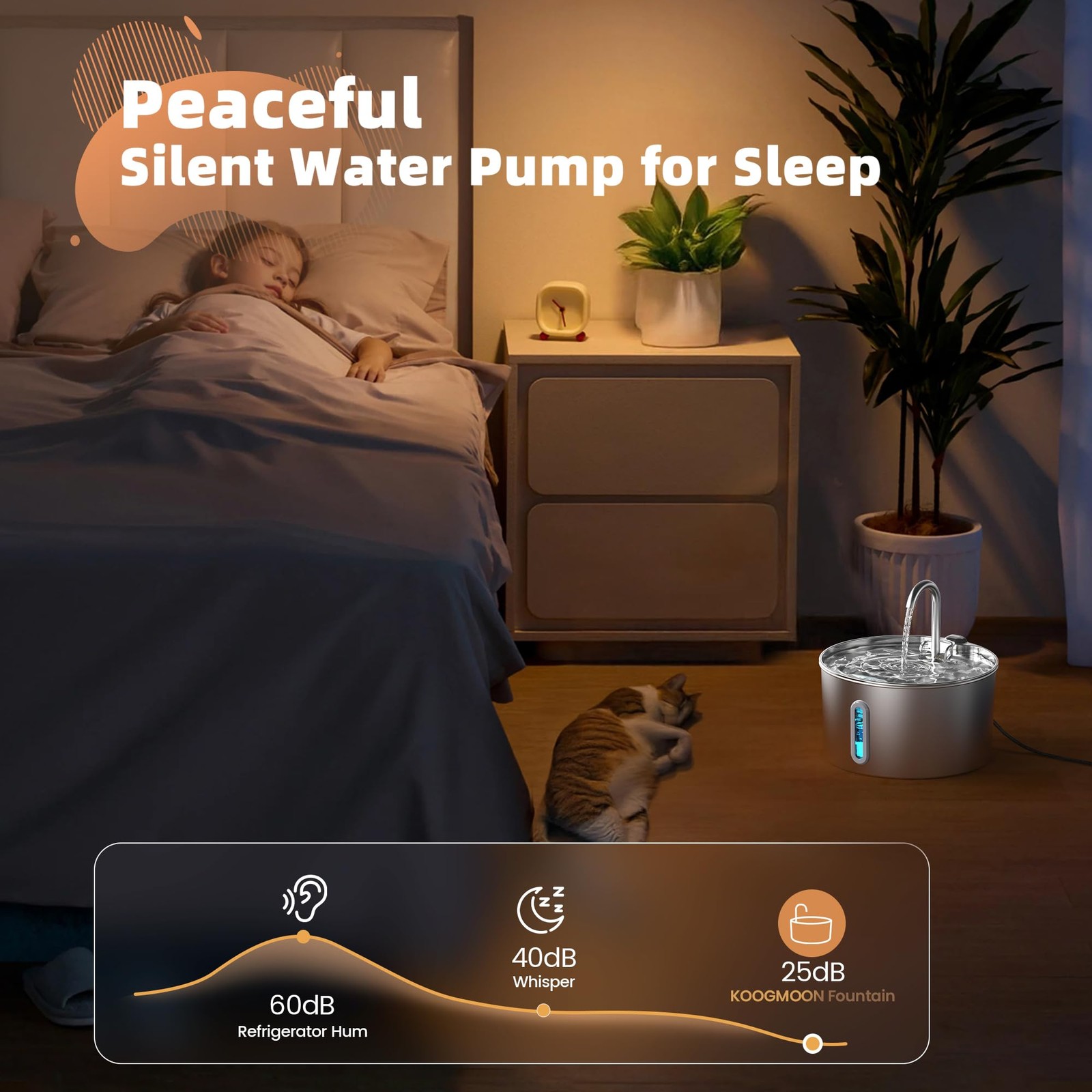 Cat Water Fountain Stainless Steel: 2.2 L Cat Fountain for Drinking - Automat...