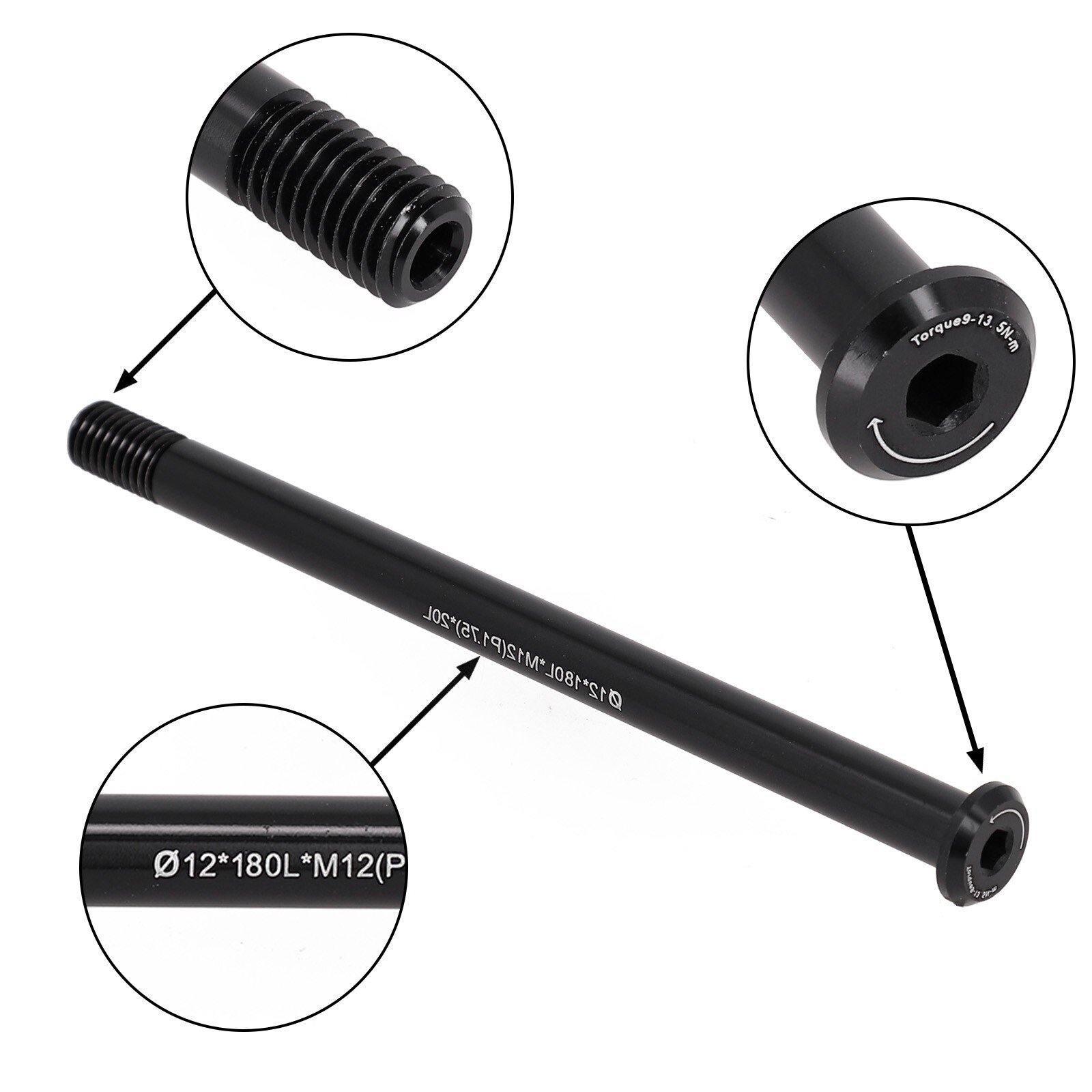 Bike Front / Rear Aluminum Alloy Hollow Thru Axle 12/15mm 122-181L P1.5/P1.75