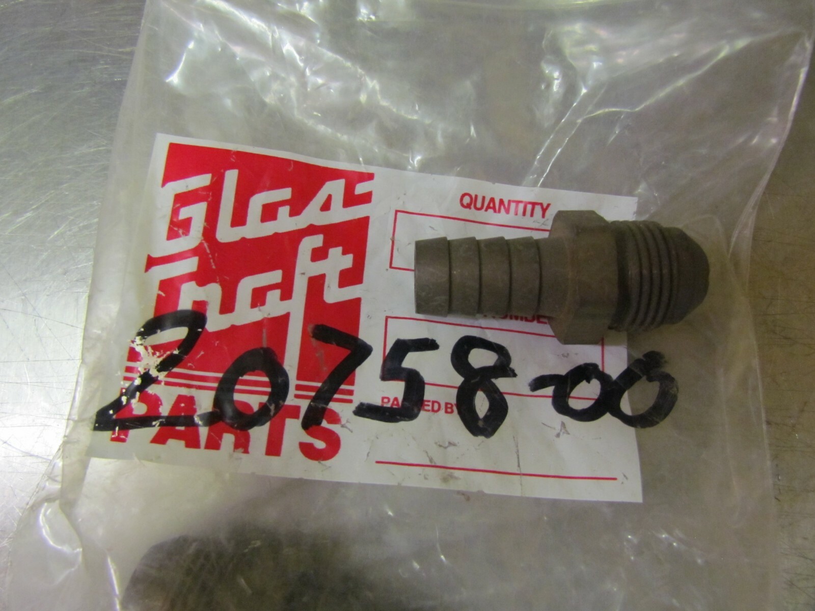 New Old Stock 20758-00 Glas-Craft Brass 3/8" Flare fitting to 3/8" Barb Fitting
