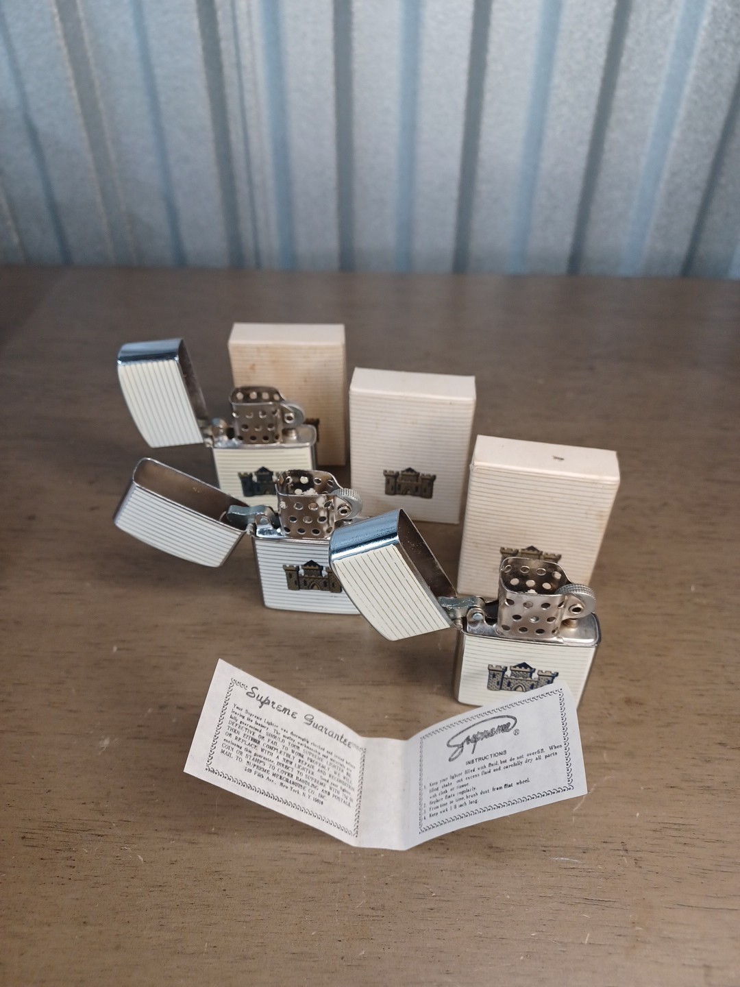 NOS LDL FLIP TOP SUPREME CASTLE CIGARETTE LIGHTER KENT New IN BOX LOT OF 3 ! Vtg