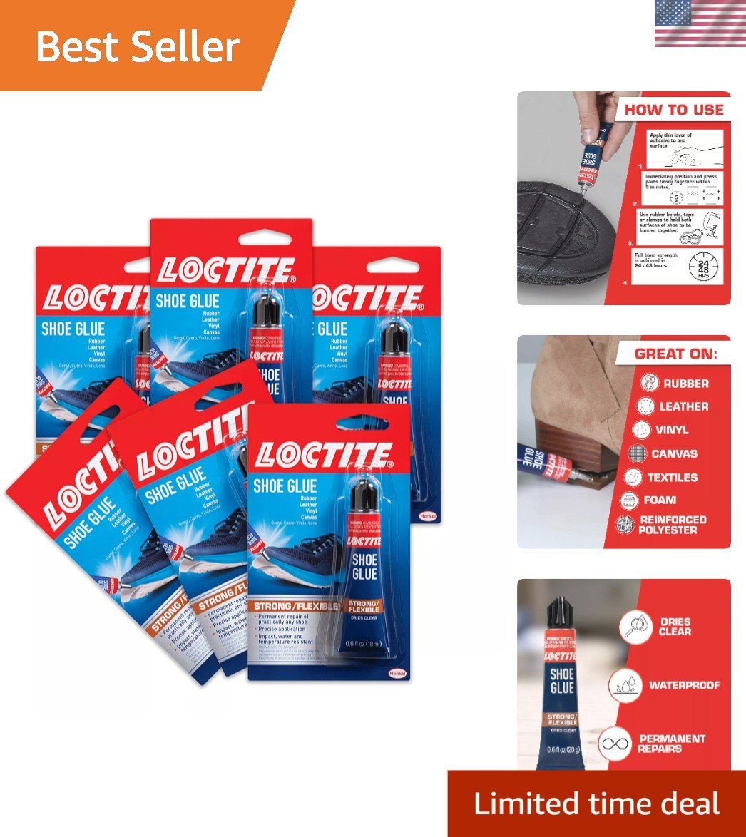Shoe Repair Essential - Flexible & Reliable Glue for Various Materials - 6 Pack