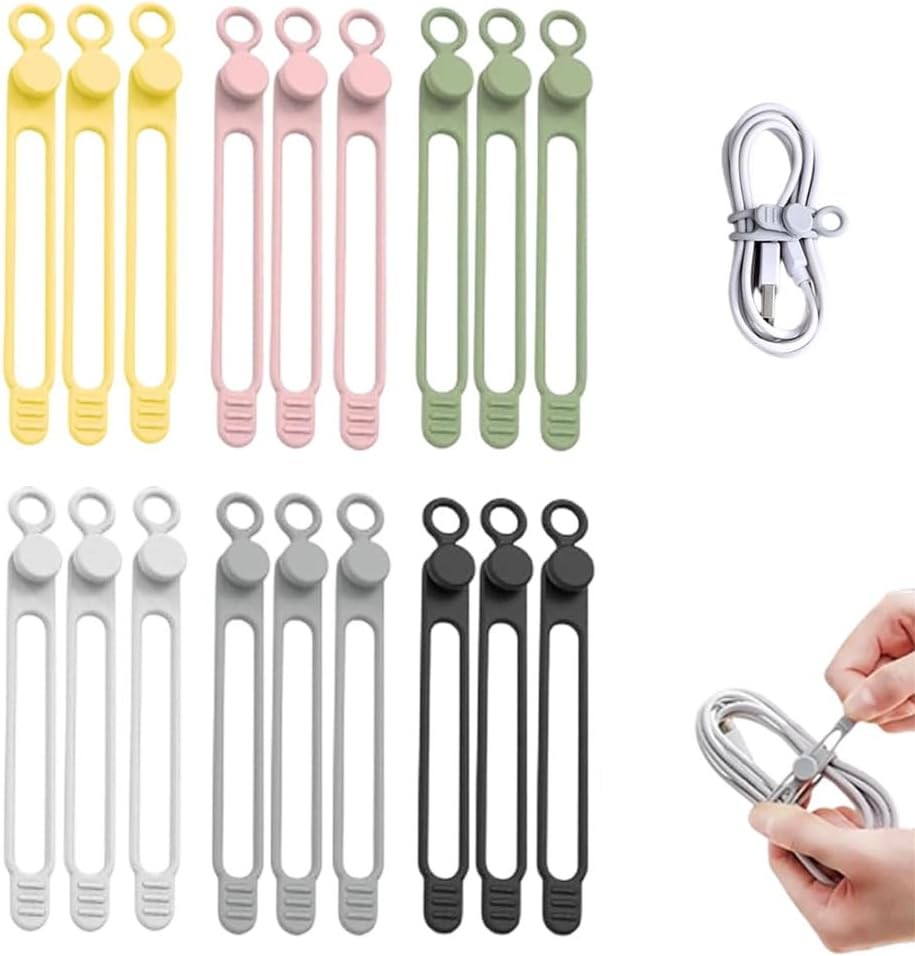 Elastic Silicone Cable Straps Cord Organizer,Reusable Cable Ties Wire Organizer