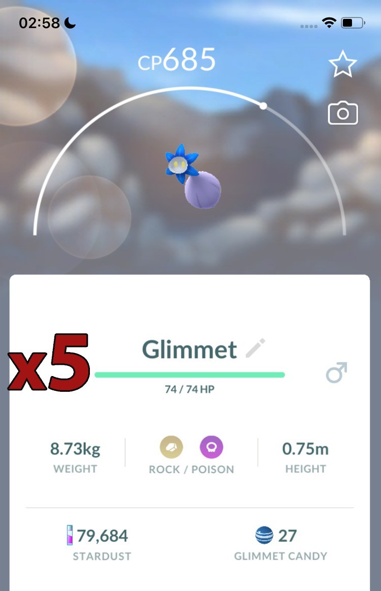 5x Glimmet Pokemon Bundle !! Good Chance of Lucky and Good IVs !! Go