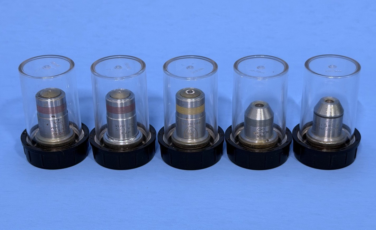 AO Spencer 4X - 10X - 45X - 97X - 100x  Microscope Objective - LOT OF 5