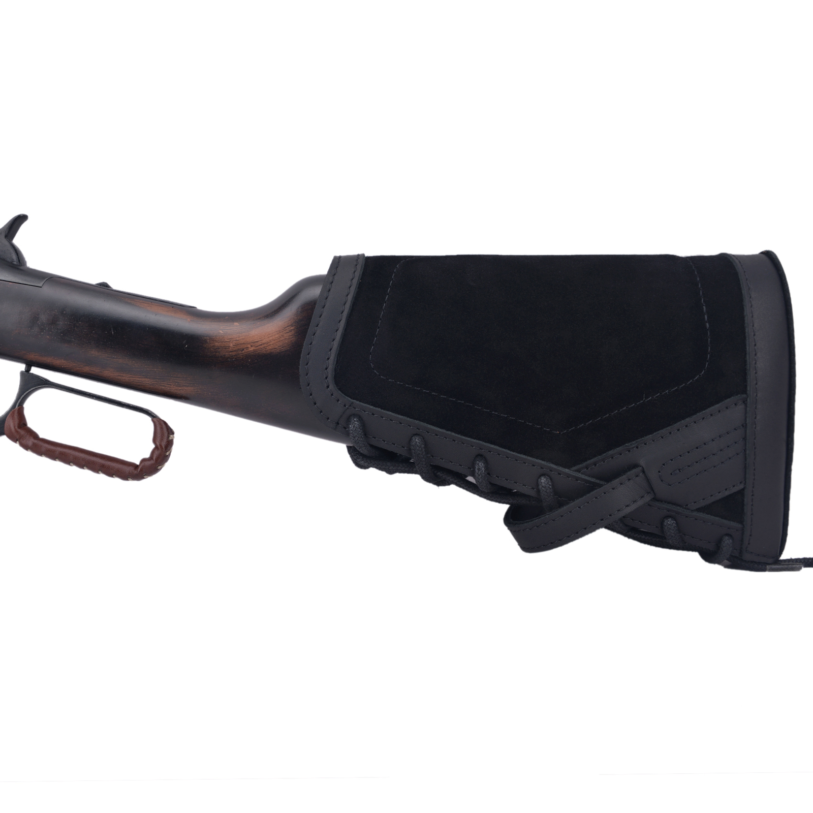 No-Drill Leather Rifle Buttstock Sleeve with Shell Holder for .22 .357 .300win