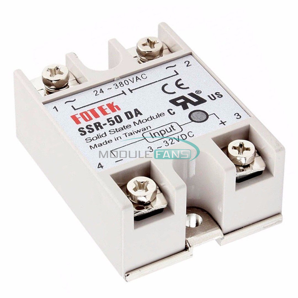 SSR-50DA 250V 50A Output Solid State Relay DC3V-32V Input 24-380VAC
