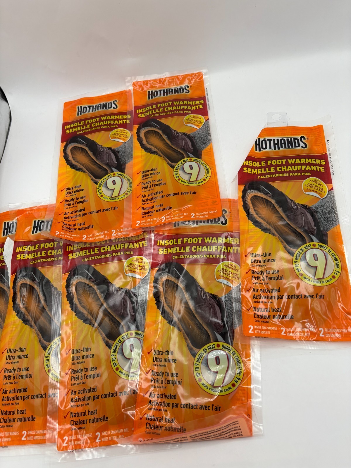 7 Pair Pack Hot Hands Insole Foot Warmers With Adhesive Toe Foot Feet
